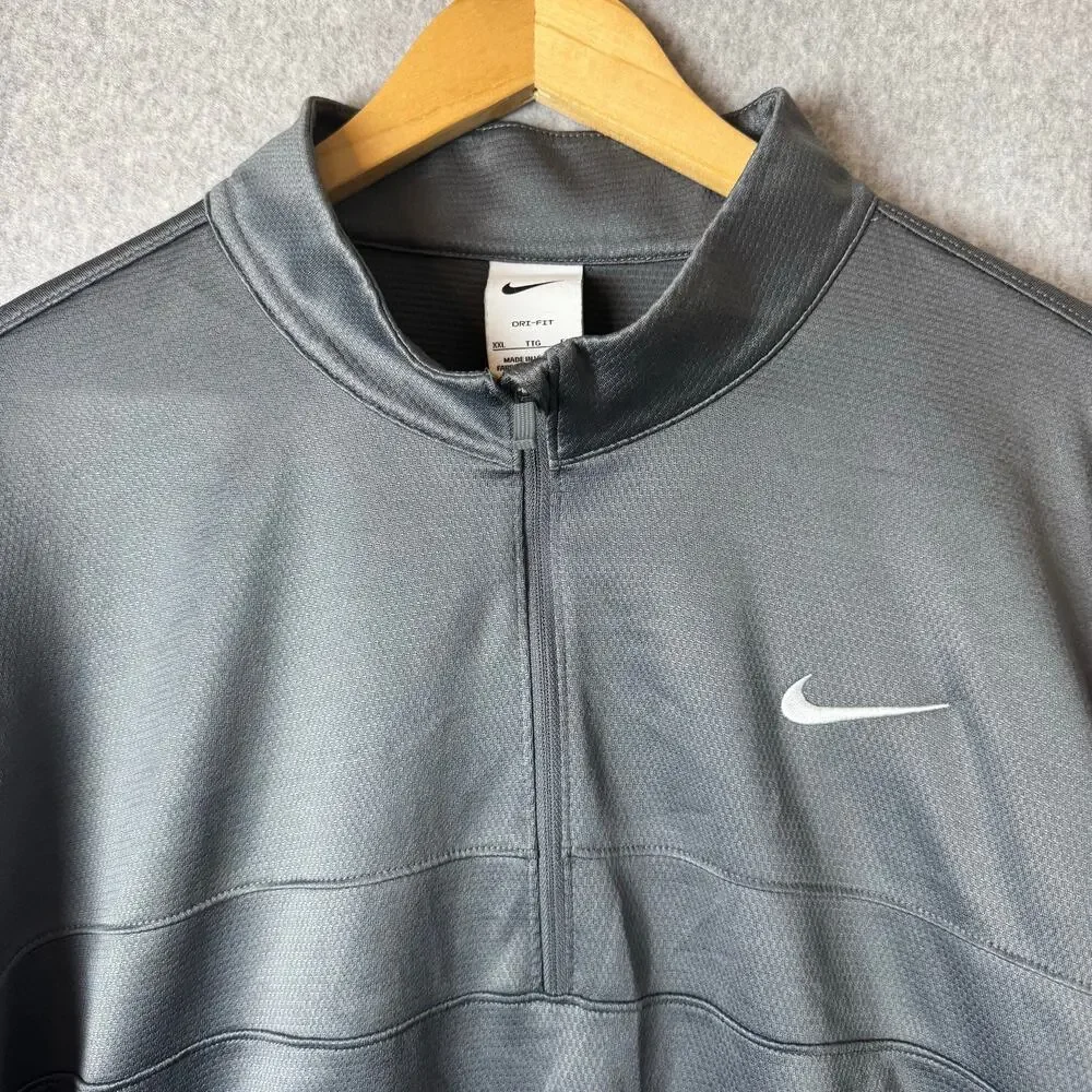 Nike Dri-Fit 1/4 Zip Long Sleeve Top Mens XXL Gray Lightweight Athletic Workout